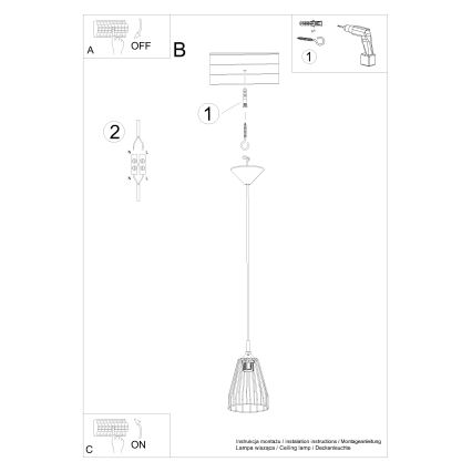 Luster na lanku LEYO 1xE27/15W/230V čierna