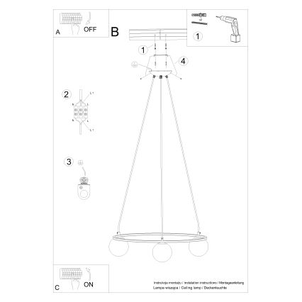 Luster na lanku YOLI 3xG9/8W/230V čierna