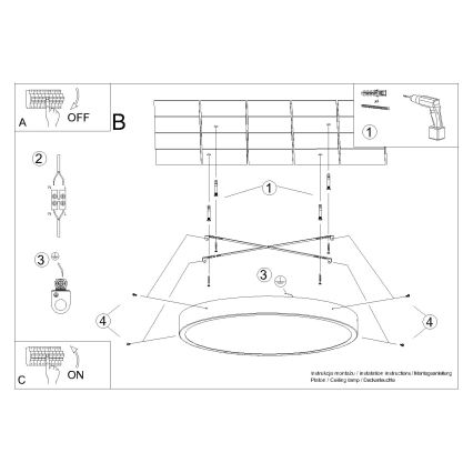 LED stropné svietidlo ONYX LED/48W/230V priemer 60 cm čierna