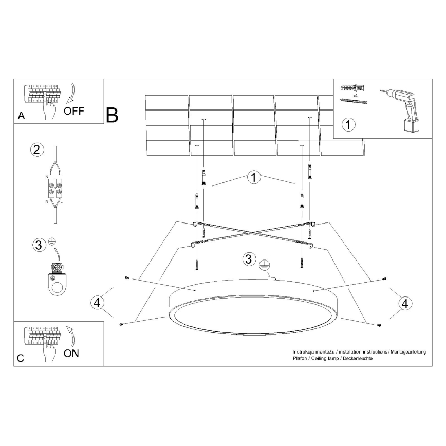 LED stropné svietidlo ONYX LED/48W/230V priemer 60 cm čierna