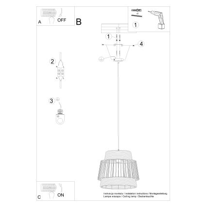 Luster na lanku BRILO 1xE27/15W/230V