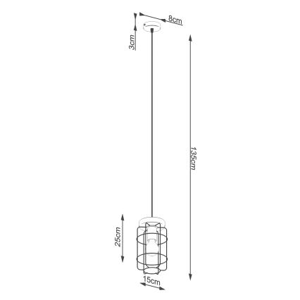 Luster na lanku GOTTO 1xE27/15W/230V čierna/buk