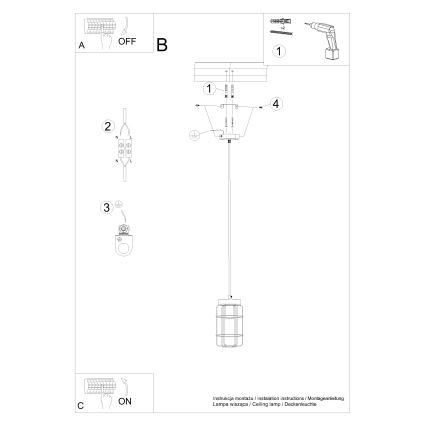 Luster na lanku GOTTO 1xE27/15W/230V čierna/buk