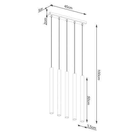 Luster na lanku PASTELO 5xG9/8W/230V buk