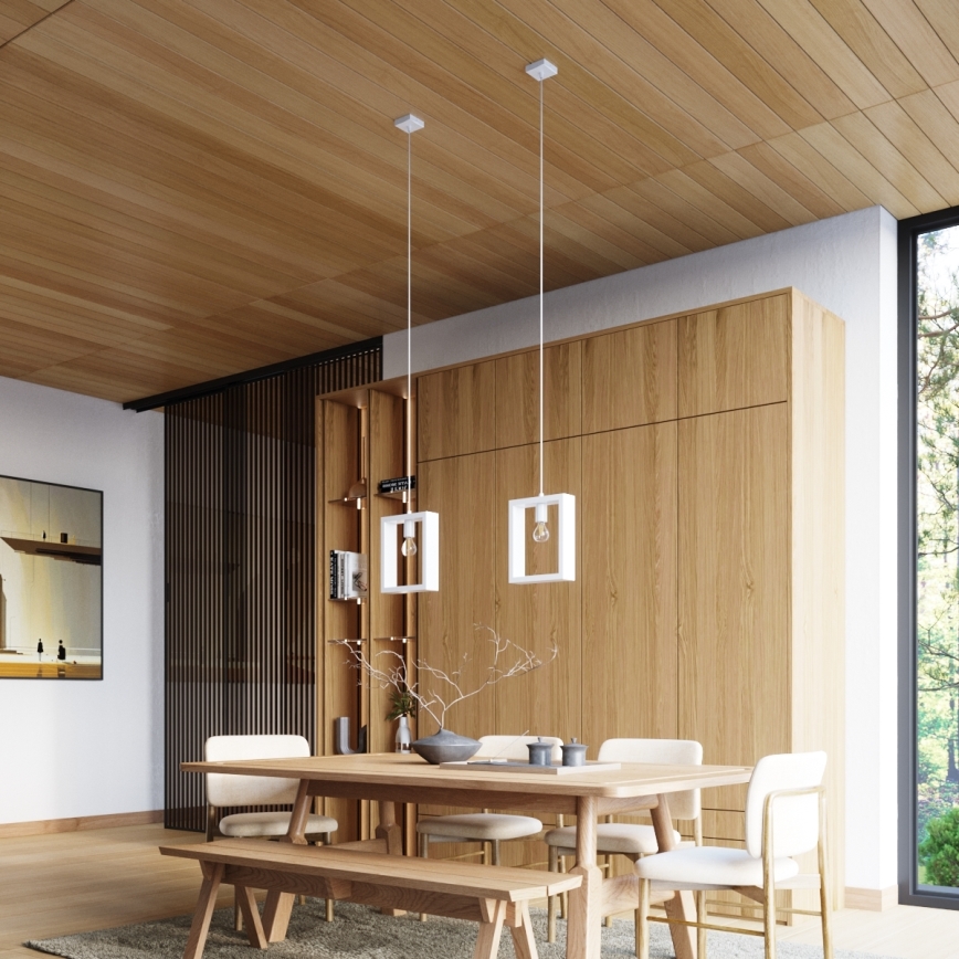 Luster na lanku ARIES 1xE27/15W/230V buk/biela