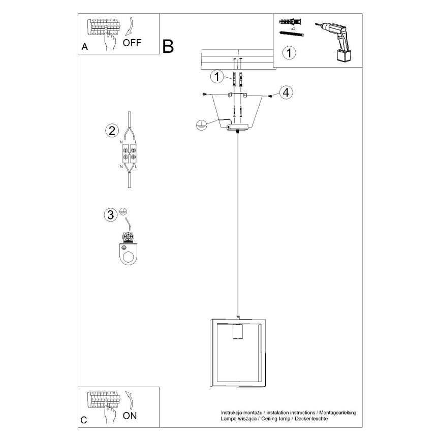 Luster na lanku ARIES 1xE27/15W/230V buk/biela