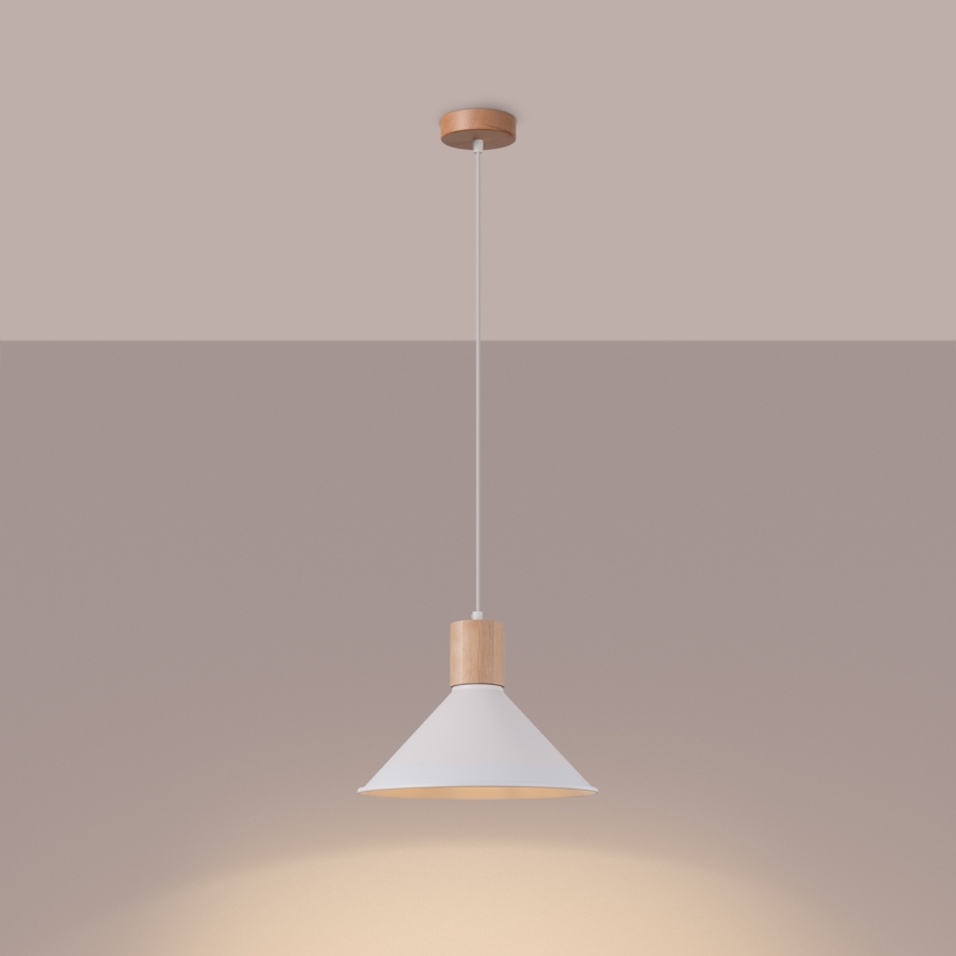 Luster na lanku JAGA 1xE27/15W/230V pr. 30 cm biela