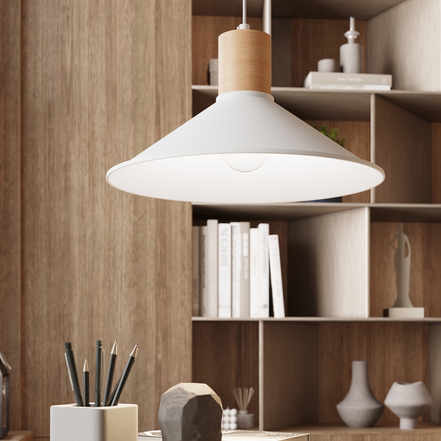 Luster na lanku JAGA 1xE27/15W/230V pr. 30 cm biela