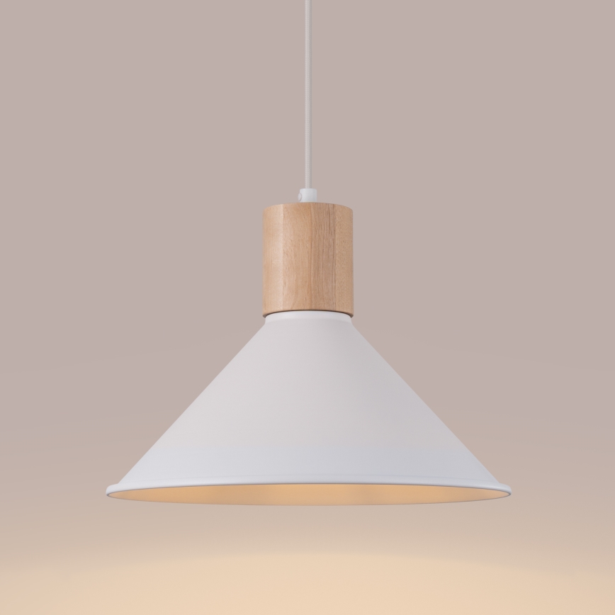 Luster na lanku JAGA 1xE27/15W/230V pr. 30 cm biela