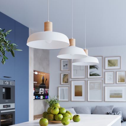 Luster na lanku FANO 1xE27/15W/230V pr. 34 cm biela