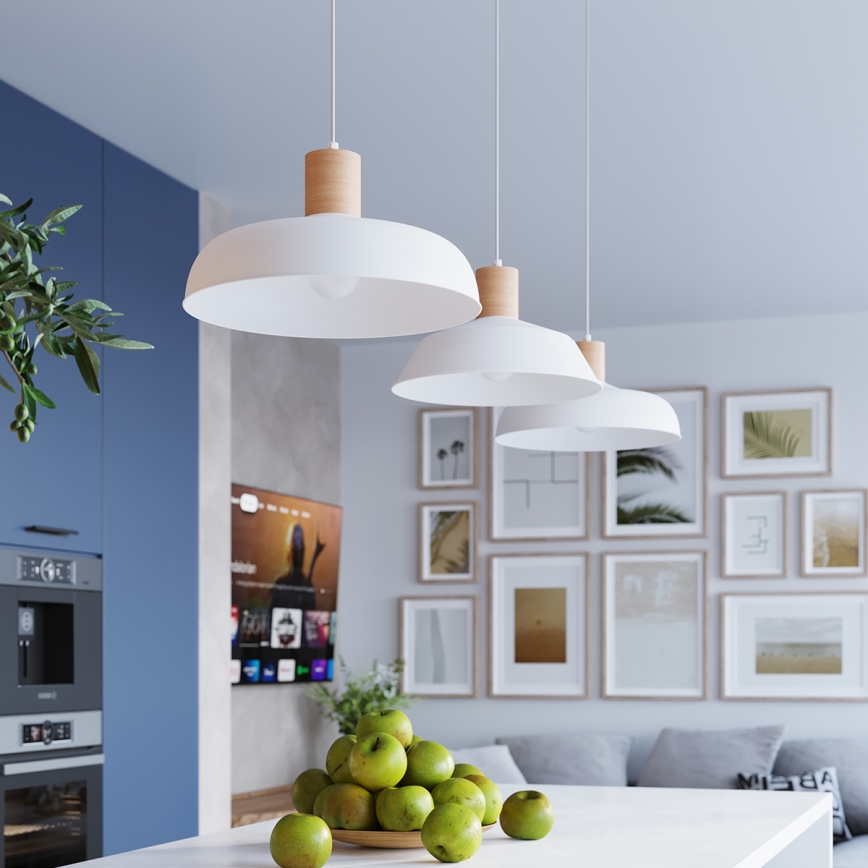 Luster na lanku FANO 1xE27/15W/230V pr. 34 cm biela