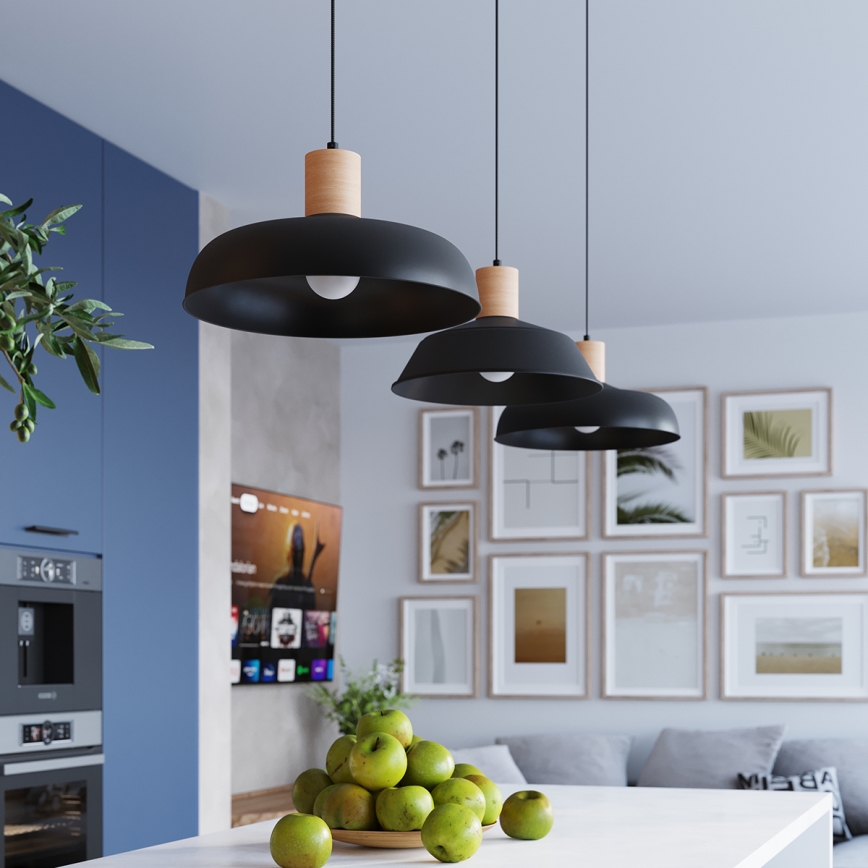 Luster na lanku FANO 1xE27/15W/230V pr. 34 cm čierna