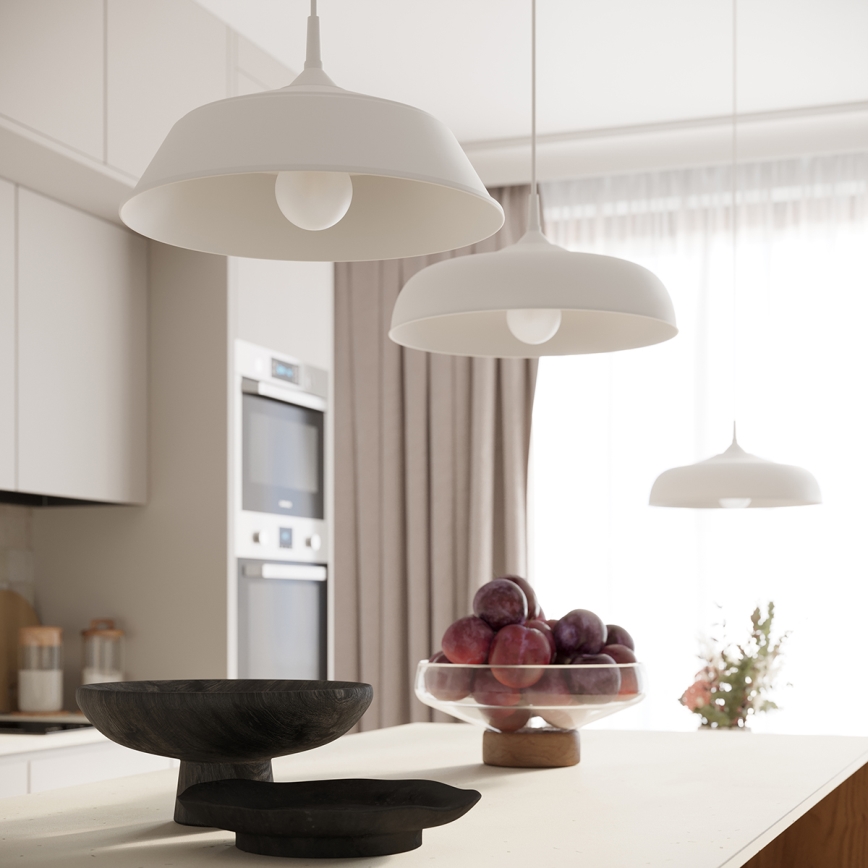 Luster na lanku FRIKA 1xE27/15W/230V pr. 34 cm biela