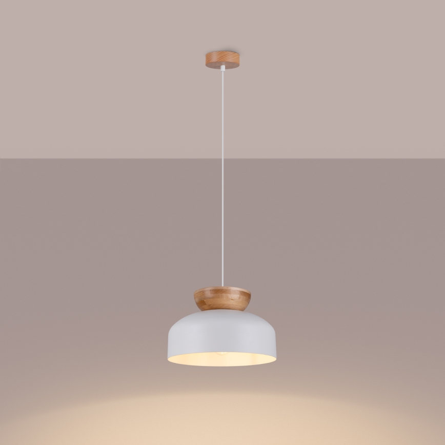 Luster na lanku MARION 1xE27/15W/230V pr. 29,5 cm biela