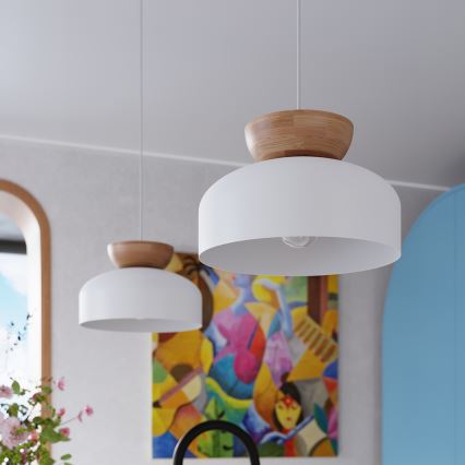 Luster na lanku MARION 1xE27/15W/230V pr. 29,5 cm biela