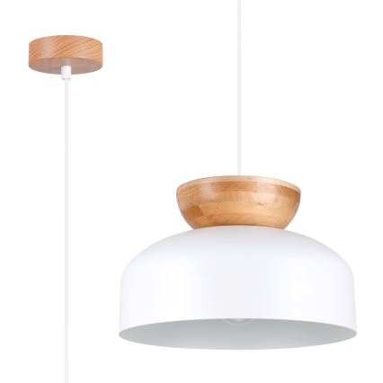 Luster na lanku MARION 1xE27/15W/230V pr. 29,5 cm biela