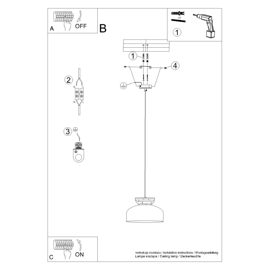 Luster na lanku MARION 1xE27/15W/230V pr. 29,5 cm biela