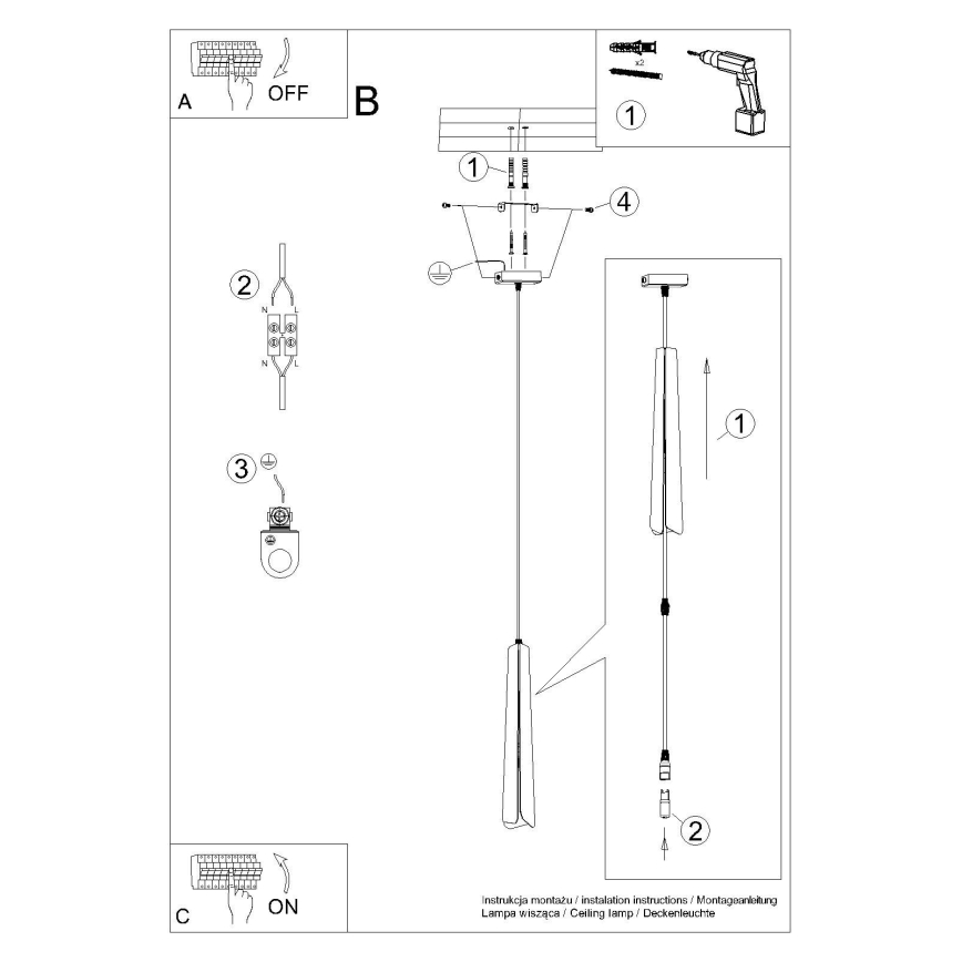 Luster na lanku PRYSM 1xG9/8W/230V biela