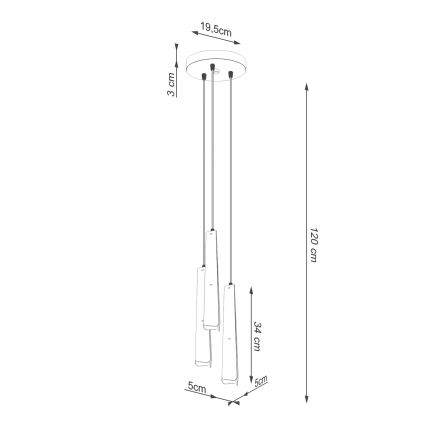 Luster na lanku PRYSM 3xG9/8W/230V biela