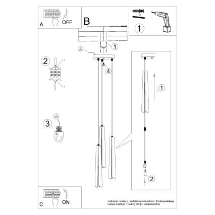 Luster na lanku PRYSM 3xG9/8W/230V biela