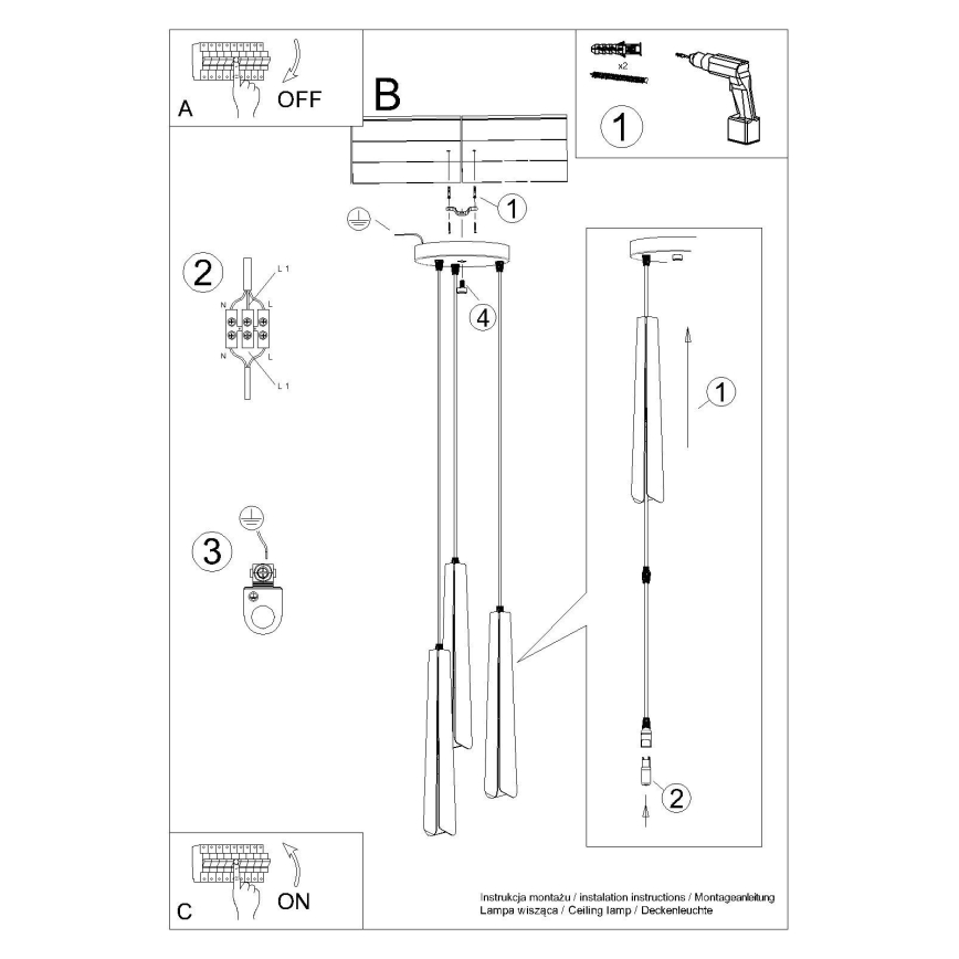 Luster na lanku PRYSM 3xG9/8W/230V biela