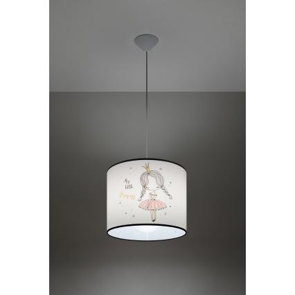 Detský luster na lanku PRINCESS 1xE27/15W/230V pr. 30 cm princezná