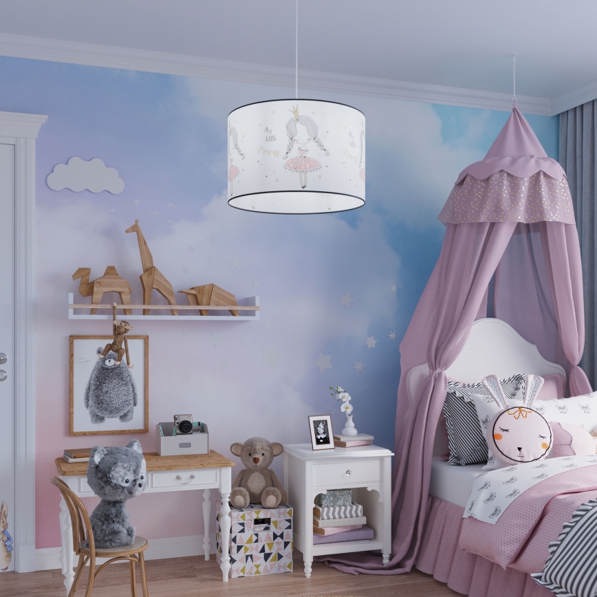 Detský luster na lanku PRINCESS 1xE27/15W/230V pr. 30 cm princezná