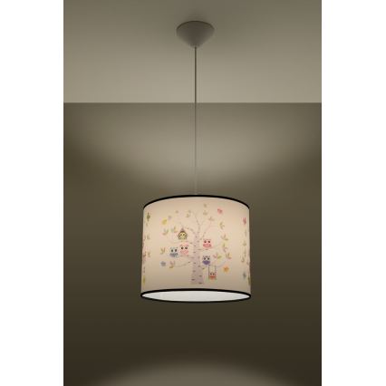 Detský luster na lanku OWLS 1xE27/15W/230V pr. 40 cm sovy
