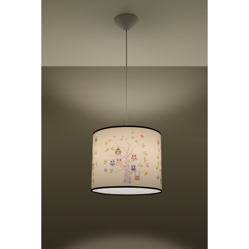 Detský luster na lanku OWLS 1xE27/15W/230V pr. 40 cm sovy