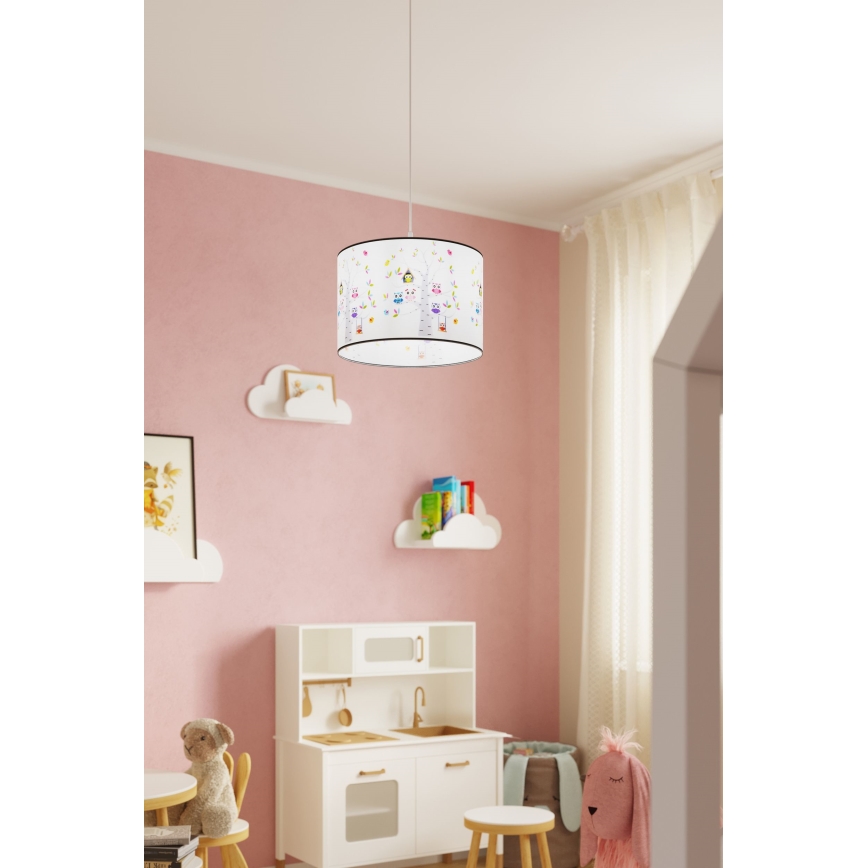 Detský luster na lanku OWLS 1xE27/15W/230V pr. 40 cm sovy