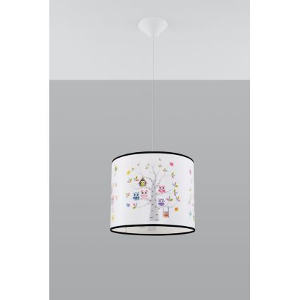 Detský luster na lanku OWLS 1xE27/15W/230V pr. 40 cm sovy