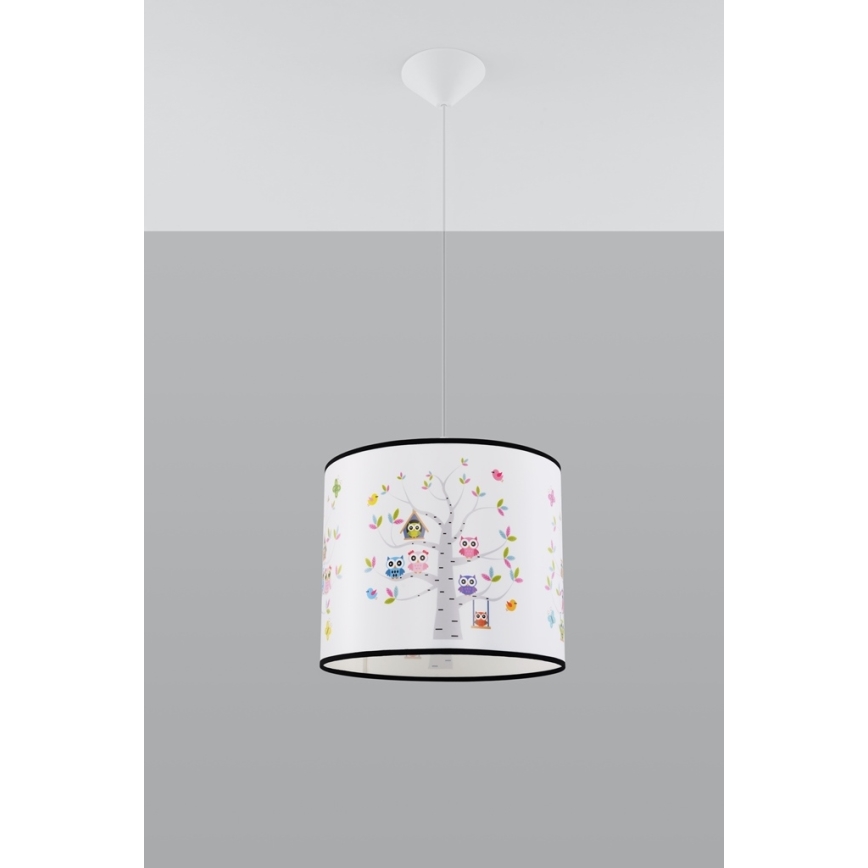 Detský luster na lanku OWLS 1xE27/15W/230V pr. 40 cm sovy