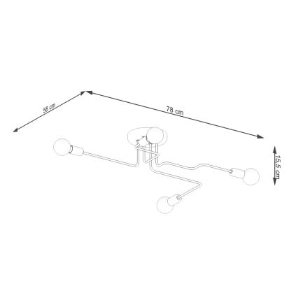 Prisadený luster VECTOR 4xE27/15W/230V čierna