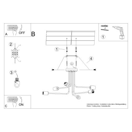 Luster na tyči NORAH 6xE27/15W/230V čierna