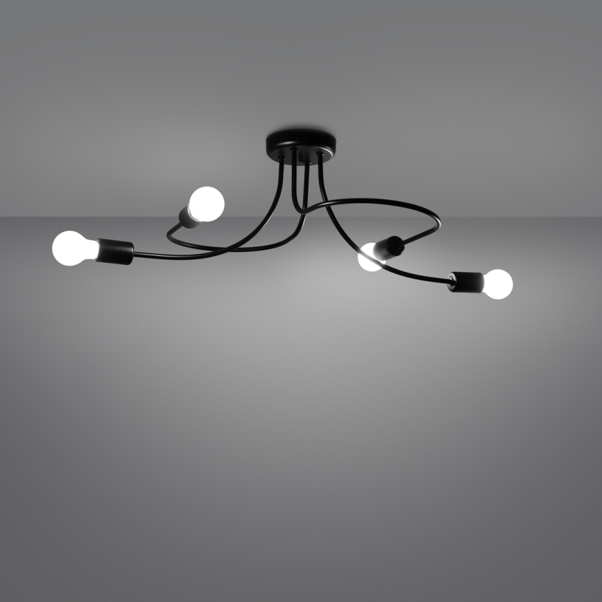 Luster na tyči LEVAR 4xE27/15W/230V čierna