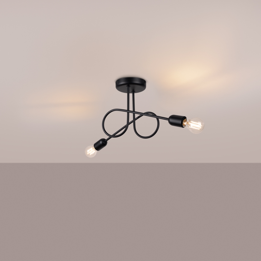 Prisadený luster LOOP 2xE27/15W/230V čierna