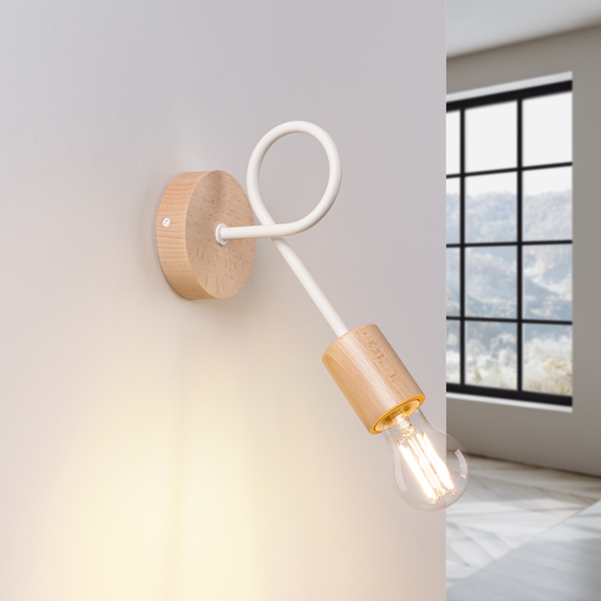 Nástenná lampa EMBER 1xE27/15W/230V biela/béžová/buk