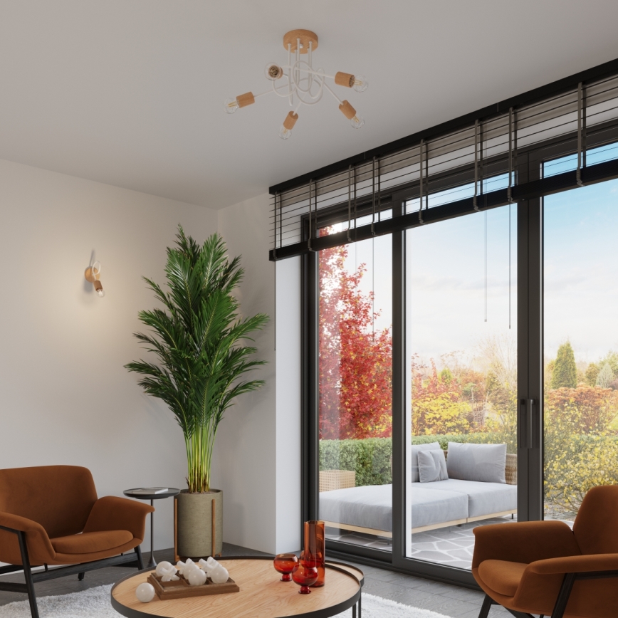 Nástenná lampa EMBER 1xE27/15W/230V biela/béžová/buk