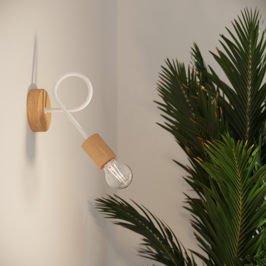 Nástenná lampa EMBER 1xE27/15W/230V biela/béžová/buk