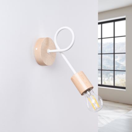 Nástenná lampa EMBER 1xE27/15W/230V biela/béžová/buk
