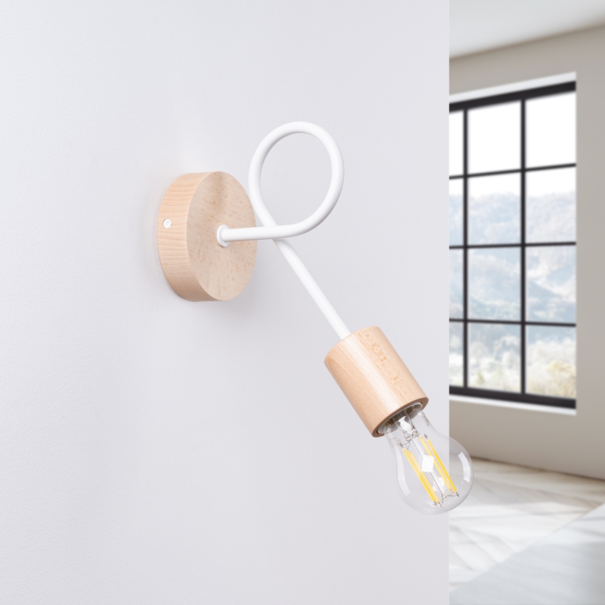 Nástenná lampa EMBER 1xE27/15W/230V biela/béžová/buk