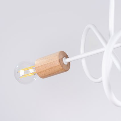 Prisadený luster EMBER 3xE27/15W/230V biela/béžová/buk