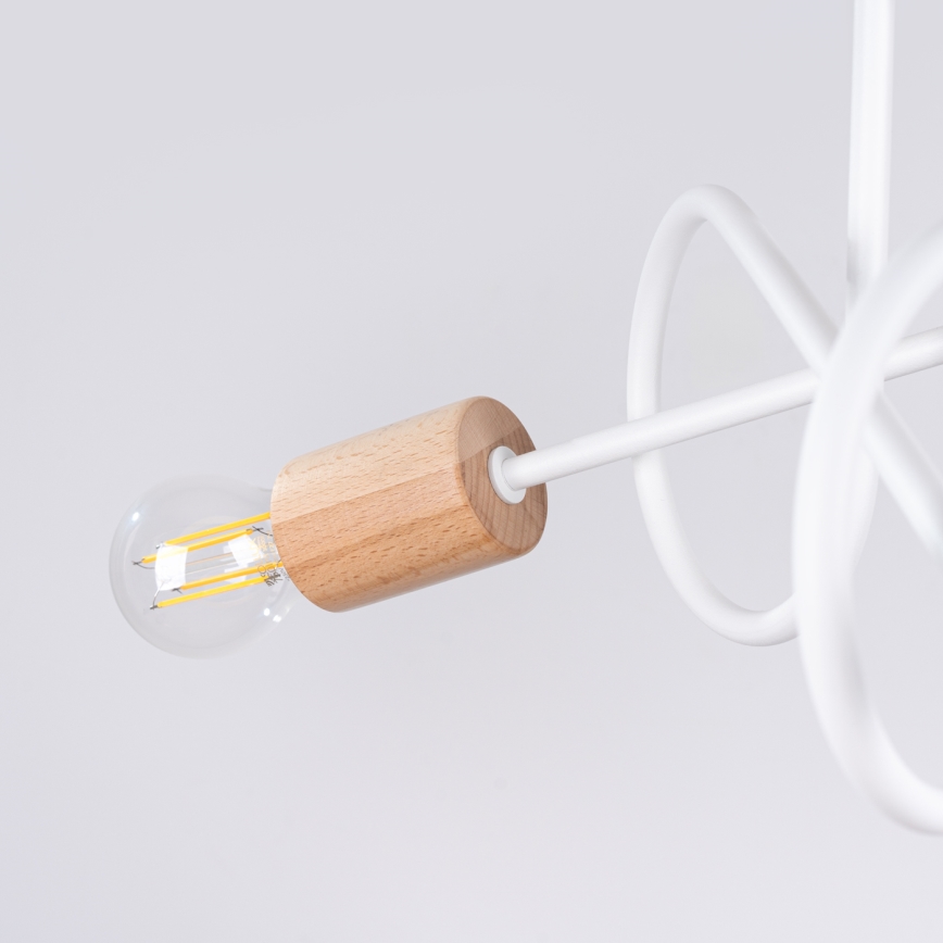 Prisadený luster EMBER 3xE27/15W/230V biela/béžová/buk