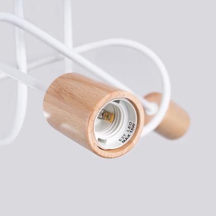 Prisadený luster EMBER 3xE27/15W/230V biela/béžová/buk