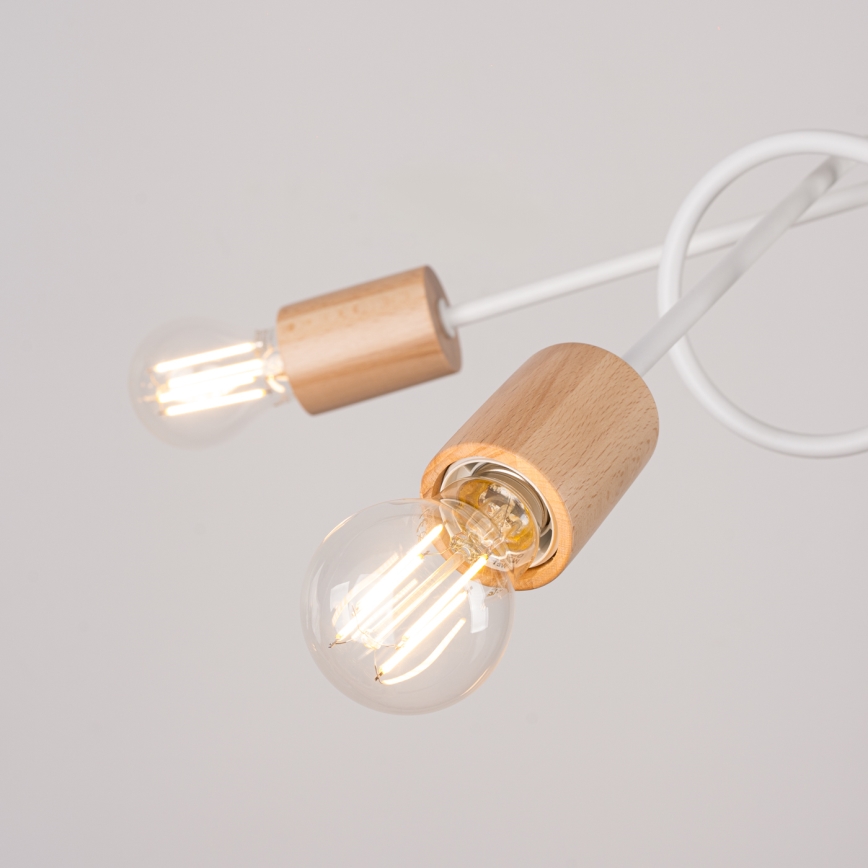Prisadený luster EMBER 5xE27/15W/230V biela/béžová/buk