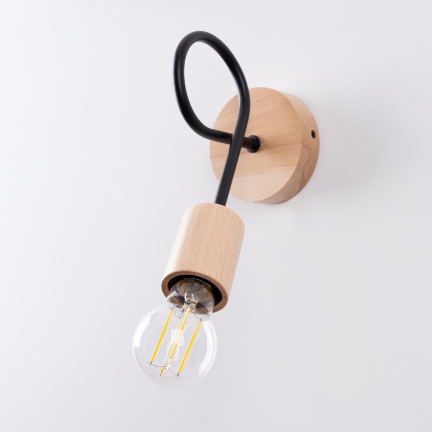 Nástenná lampa EMBER 1xE27/15W/230V čierna/béžová/buk