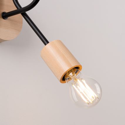 Nástenná lampa EMBER 1xE27/15W/230V čierna/béžová/buk