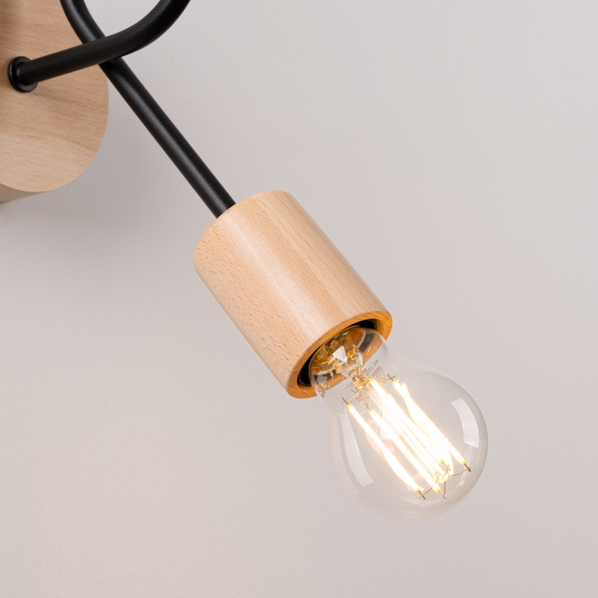 Nástenná lampa EMBER 1xE27/15W/230V čierna/béžová/buk