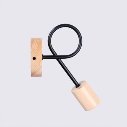 Nástenná lampa EMBER 1xE27/15W/230V čierna/béžová/buk