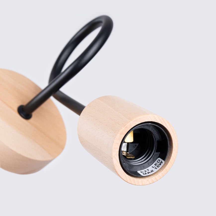Nástenná lampa EMBER 1xE27/15W/230V čierna/béžová/buk